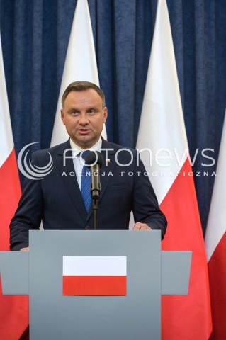  16.08.2018 WARSZAWA<br />OGLOSZENIE PRZEZ PREZYDENTA DECYZJI O WETO W SPRAWIE ZMIANY ORDYNACJI WYBORCZEJ<br />N/Z PREZYDENT RP ANDRZEJ DUDA<br /> 