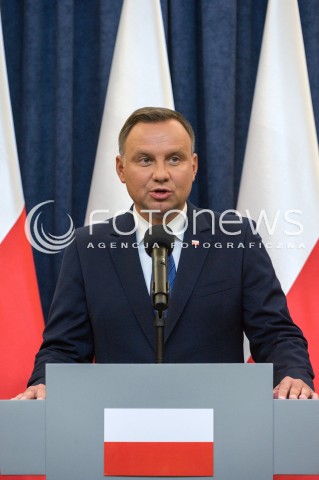 16.08.2018 WARSZAWA<br />OGLOSZENIE PRZEZ PREZYDENTA DECYZJI O WETO W SPRAWIE ZMIANY ORDYNACJI WYBORCZEJ<br />N/Z PREZYDENT RP ANDRZEJ DUDA<br /> 