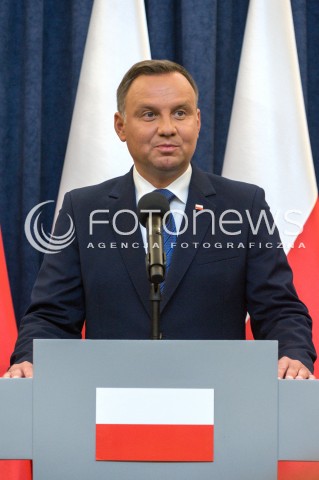  16.08.2018 WARSZAWA<br />OGLOSZENIE PRZEZ PREZYDENTA DECYZJI O WETO W SPRAWIE ZMIANY ORDYNACJI WYBORCZEJ<br />N/Z PREZYDENT RP ANDRZEJ DUDA<br /> 