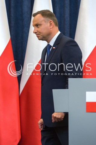  16.08.2018 WARSZAWA<br />OGLOSZENIE PRZEZ PREZYDENTA DECYZJI O WETO W SPRAWIE ZMIANY ORDYNACJI WYBORCZEJ<br />N/Z PREZYDENT RP ANDRZEJ DUDA<br /> 