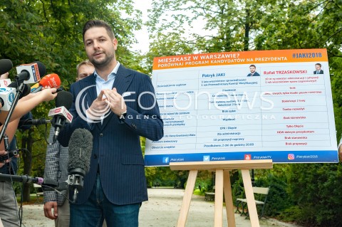  17.08.2018 WARSZAWA<br />KONFERENCJA PRASOWA KANDYDATA NA PREZYDENTA WARSZAWY PATRYKA JAKIEGO POROWNAJ PROGRAM KANDYDATOW NA PREZYDENTA<br />N/Z PATRYK JAKI<br /> 