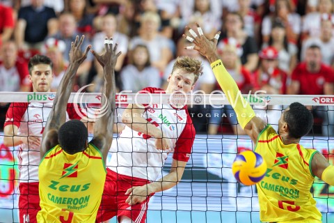  18.08.2018 OSTROWIEC SWIETOKRZYSKI <br />
SIATKOWKA MEZCZYZN <br />
MECZ TOWARZYSKI <br />
POLSKA - KAMERUN ( Poland - Cameroon ) <br />
N/Z JAKUB KOCHANOWSKI <br />
 