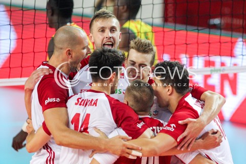  18.08.2018 OSTROWIEC SWIETOKRZYSKI <br />
SIATKOWKA MEZCZYZN <br />
MECZ TOWARZYSKI <br />
POLSKA - KAMERUN ( Poland - Cameroon ) <br />
N/Z MATEUSZ BIENIEK ARTUR SZALPUK BARTOSZ KUREK RADOSC EMOCJE <br />
 