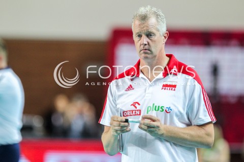  18.08.2018 OSTROWIEC SWIETOKRZYSKI <br />
SIATKOWKA MEZCZYZN <br />
MECZ TOWARZYSKI <br />
POLSKA - KAMERUN ( Poland - Cameroon ) <br />
N/Z VITAL HEYNEN - TRENER ( HEAD COACH ) SYLWETKA <br />
 