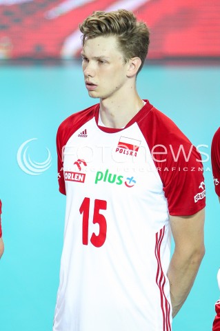  18.08.2018 OSTROWIEC SWIETOKRZYSKI <br />
SIATKOWKA MEZCZYZN <br />
MECZ TOWARZYSKI <br />
POLSKA - KAMERUN ( Poland - Cameroon ) <br />
N/Z JAKUB KOCHANOWSKI GLOWKA PORTRET SYLWETKA <br />
 