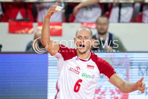  18.08.2018 OSTROWIEC SWIETOKRZYSKI <br />
SIATKOWKA MEZCZYZN <br />
MECZ TOWARZYSKI <br />
POLSKA - KAMERUN ( Poland - Cameroon ) <br />
N/Z BARTOSZ KUREK RADOSC EMOCJE SYLWETKA <br />
 