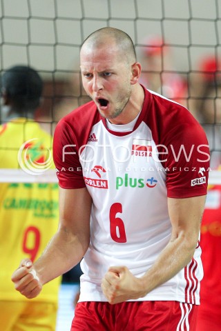  18.08.2018 OSTROWIEC SWIETOKRZYSKI <br />
SIATKOWKA MEZCZYZN <br />
MECZ TOWARZYSKI <br />
POLSKA - KAMERUN ( Poland - Cameroon ) <br />
N/Z BARTOSZ KUREK RADOSC EMOCJE SYLWETKA <br />
 