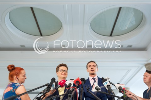  24.08.2018 WARSZAWA<br />KONFERENCJA POLITYKOW PARTII NOWOCZESNA W SPRAWIE RZECZNIKA PRAW DZIECKA<br />N/Z KATARZYNA LUBNAUER MAREK SZOLC<br /> 