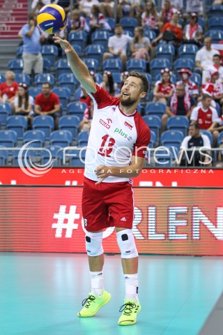  23.08.2018 KRAKOW (TAURON ARENA) <br />
XVI MEMORIAL HUBERTA JERZEGO WAGNERA <br />
MECZ POLSKA - KANADA ( MATCH POLAND - CANADA ) <br />
N/Z MICHAL KUBIAK SYLWETKA <br />
 