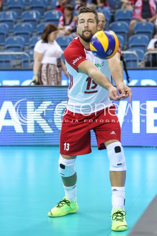  23.08.2018 KRAKOW (TAURON ARENA) <br />
XVI MEMORIAL HUBERTA JERZEGO WAGNERA <br />
MECZ POLSKA - KANADA ( MATCH POLAND - CANADA ) <br />
N/Z MICHAL KUBIAK SYLWETKA <br />
 