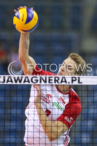  23.08.2018 KRAKOW (TAURON ARENA) <br />
XVI MEMORIAL HUBERTA JERZEGO WAGNERA <br />
MECZ POLSKA - KANADA ( MATCH POLAND - CANADA ) <br />
N/Z ARTUR SZALPUK SYLWETKA ATAK <br />
 