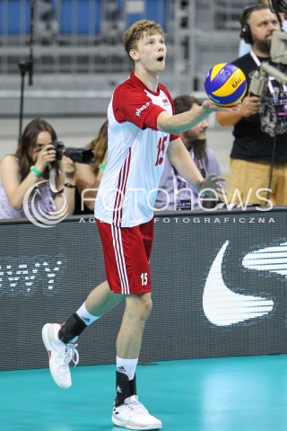  23.08.2018 KRAKOW (TAURON ARENA) <br />
XVI MEMORIAL HUBERTA JERZEGO WAGNERA <br />
MECZ POLSKA - KANADA ( MATCH POLAND - CANADA ) <br />
N/Z JAKUB KOCHANOWSKI SYLWETKA <br />
 