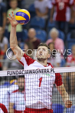  24.08.2018 KRAKOW (TAURON ARENA) <br />
XVI MEMORIAL HUBERTA JERZEGO WAGNERA <br />
MECZ POLSKA - KANADA ( MATCH POLAND - CANADA ) <br />
N/Z PIOTR NOWAKOWSKI SYLWETKA ATAK <br />
 