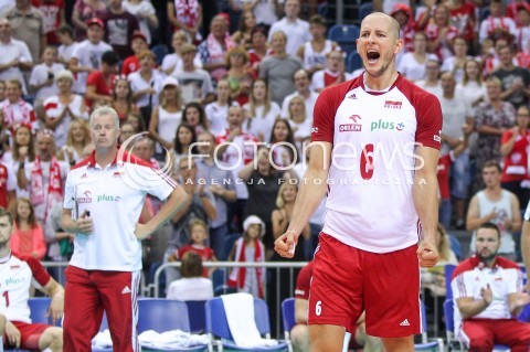  24.08.2018 KRAKOW (TAURON ARENA) <br />
XVI MEMORIAL HUBERTA JERZEGO WAGNERA <br />
MECZ POLSKA - KANADA ( MATCH POLAND - CANADA ) <br />
N/Z BARTOSZ KUREK RADOSC EMOCJE SYLWETKA <br />
 