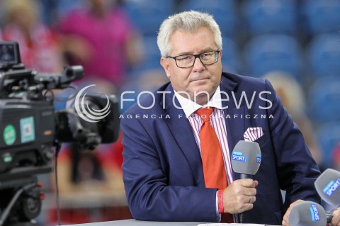  24.08.2018 KRAKOW (TAURON ARENA) <br />
XVI MEMORIAL HUBERTA JERZEGO WAGNERA <br />
MECZ POLSKA - KANADA ( MATCH POLAND - CANADA ) <br />
N/Z RYSZARD CZARNECKI EKSPERT KOMENTATOR POLSAT SPORT TV TELEWIZJA KAMERA<br />
 