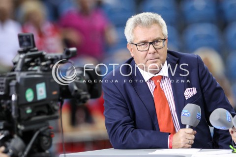  24.08.2018 KRAKOW (TAURON ARENA) <br />
XVI MEMORIAL HUBERTA JERZEGO WAGNERA <br />
MECZ POLSKA - KANADA ( MATCH POLAND - CANADA ) <br />
N/Z RYSZARD CZARNECKI EKSPERT KOMENTATOR POLSAT SPORT TV TELEWIZJA KAMERA<br />
 