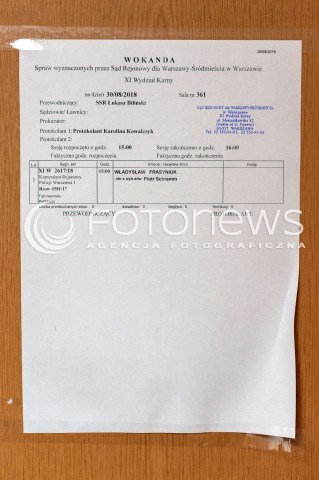  30.08.2018 WARSZAWA SAD<br />OGLOSZENIE WYROKU W PROCESIE WLADYSLAWA FRASYNIUKA<br />N/Z WOKANDA<br /> 