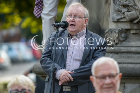  31.08.2018 GDANSK<br />WIEC KOMITETU OBRONY DEMOKRACJI PODCZAS OBCHODOW ROCZNICY SIERPNIA 80 W GDANSKU<br />N/Z ALEKSANDER HALL PORTRET<br /> 
