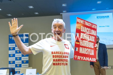  05.09.2018 WARSZAWA<br />KONFERENCJA RYANAIR W WARSZAWIE<br />N/Z MICHAEL O'LEARY<br /> 