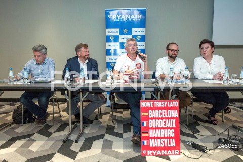  05.09.2018 WARSZAWA<br />KONFERENCJA RYANAIR W WARSZAWIE<br />N/Z MICHAEL O'LEARY NEIL SORAHAN LESZEK CHORZEWSKI JULIUSZ KOMOREK OLGA PAWLONKA<br /> 