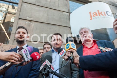  12.09.2018 WARSZAWA<br />SPOTKANIE PATRYKA JAKIEGO Z KONTRKANDYDATAMI DO URZEDU PREZYDENTA<br />N/Z PATRYK JAKI PIOTR GUZIAL PIOTR IKONOWICZ<br /> 