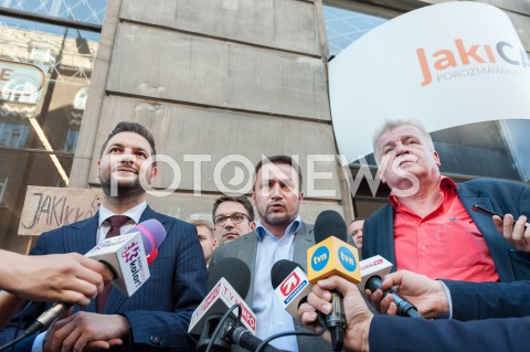  12.09.2018 WARSZAWA<br />SPOTKANIE PATRYKA JAKIEGO Z KONTRKANDYDATAMI DO URZEDU PREZYDENTA<br />N/Z PATRYK JAKI PIOTR GUZIAL PIOTR IKONOWICZ<br /> 