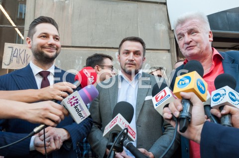  12.09.2018 WARSZAWA<br />SPOTKANIE PATRYKA JAKIEGO Z KONTRKANDYDATAMI DO URZEDU PREZYDENTA<br />N/Z PATRYK JAKI PIOTR GUZIAL PIOTR IKONOWICZ<br /> 