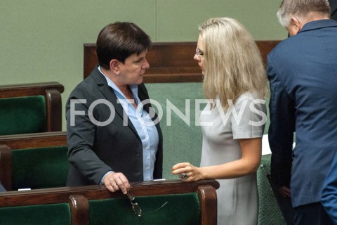  13.09.2018 WARSZAWA SEJM<br />POSIEDZENIE SEJMU<br />N/Z BEATA SZYDLO MALGORZATA WASSERMANN<br /> 