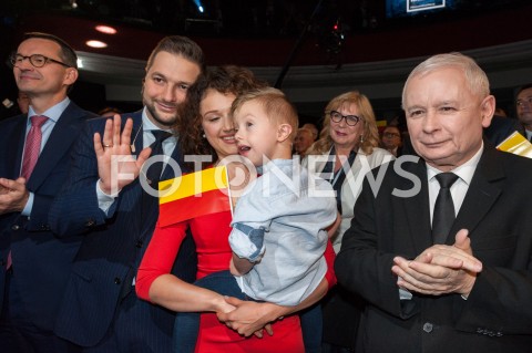  22.09.2018 WARSZAWA<br />KONWENCJA WYBORCZA PATRYKA JAKIEGO<br />N/Z JAROSLAW KACZYNSKI ANNA JAKI SYN RADOSLAW RADEK JAKI MATEUSZ MORAWIECKI PATRYK JAKI MALGORZATA GOSIEWSKA<br /> 