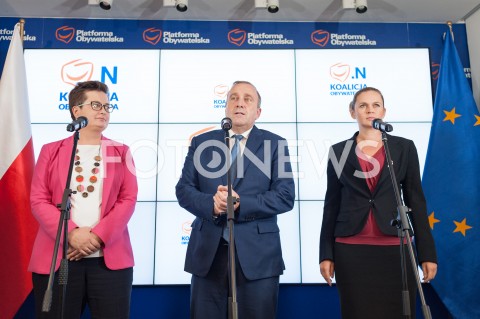  26.09.2018 WARSZAWA<br />KONFERENCJA KOALICJI OBYWATELSKIEJ NA TEMAT WYGRANEGO PROCESU W TRYBIE WYBORCZYM Z PREMIEREM MATEUSZEM MORAWIECKIM<br />N/Z KATARZYNA LUBNAUER GRZEGORZ SCHETYNA BARBARA NOWACKA<br /> 