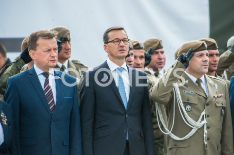  27.09.2018 WARSZAWA<br />
PIERWSZE CENTRALNE OBCHODY SWIETA WOJSKA OBRONY TERYTORIALNEJ<br />
N/Z MARIUSZ BLASZCZAK PREMIER MATEUSZ MORAWIECKI WIESLAW KUKULA<br />
 