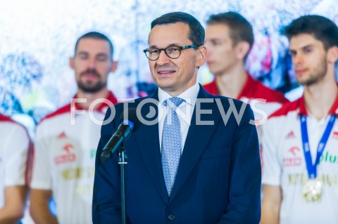  01.10.2018 WARSZAWA<br />SPOTKANIE PREMIERA Z MISTRZAMI SWIATA W PILCE SIATKOWEJ MEZCZYZN 2018<br />N/Z PREMIER MATEUSZ MORAWIECKI<br /> 