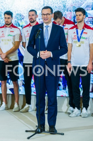 01.10.2018 WARSZAWA<br />SPOTKANIE PREMIERA Z MISTRZAMI SWIATA W PILCE SIATKOWEJ MEZCZYZN 2018<br />N/Z PREMIER MATEUSZ MORAWIECKI<br /> 