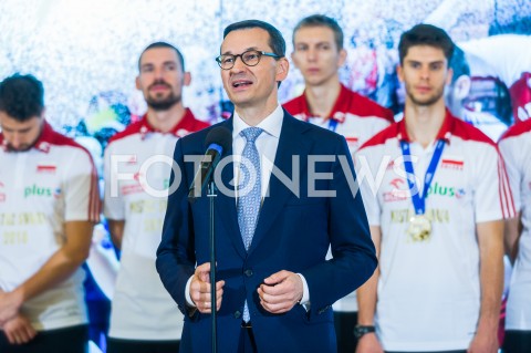  01.10.2018 WARSZAWA<br />SPOTKANIE PREMIERA Z MISTRZAMI SWIATA W PILCE SIATKOWEJ MEZCZYZN 2018<br />N/Z PREMIER MATEUSZ MORAWIECKI<br /> 