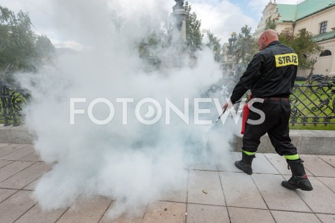  02.10.2018 WARSZAWA<br />PROTEST SLUZB MUNDUROWYCH<br />N/Z STRAZAK GASZACY OPONY<br /> 