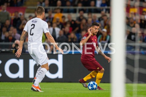  02.10.2018 ROMA / RZYM<br />
PILKA NOZNA - MECZ FAZY GRUPOWEJ LIGI MISTRZOW 2018/2019<br />
FOOTBALL - CHAMPIONS LEAGUE MATCH GROUP STAGE <br />
AS ROMA - VIKTORIA PLZEN<br />
N/Z LORENZO PELLEGRINI<br />
 