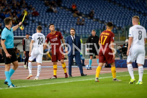  02.10.2018 ROMA / RZYM<br />
PILKA NOZNA - MECZ FAZY GRUPOWEJ LIGI MISTRZOW 2018/2019<br />
FOOTBALL - CHAMPIONS LEAGUE MATCH GROUP STAGE <br />
AS ROMA - VIKTORIA PLZEN<br />
N/Z TRENER COACH EUSEBIO DI FRANCESCO LORENZO PELLEGRINI<br />
 