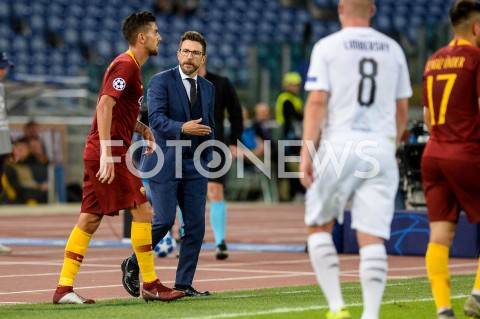  02.10.2018 ROMA / RZYM<br />
PILKA NOZNA - MECZ FAZY GRUPOWEJ LIGI MISTRZOW 2018/2019<br />
FOOTBALL - CHAMPIONS LEAGUE MATCH GROUP STAGE <br />
AS ROMA - VIKTORIA PLZEN<br />
N/Z TRENER COACH EUSEBIO DI FRANCESCO LORENZO PELLEGRINI<br />
 