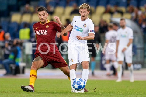  02.10.2018 ROMA / RZYM<br />
PILKA NOZNA - MECZ FAZY GRUPOWEJ LIGI MISTRZOW 2018/2019<br />
FOOTBALL - CHAMPIONS LEAGUE MATCH GROUP STAGE <br />
AS ROMA - VIKTORIA PLZEN<br />
N/Z LORENZO PELLEGRINI PATRIK HROSOVSKY<br />
 