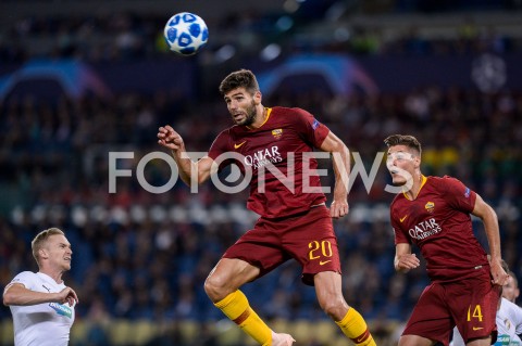  02.10.2018 ROMA / RZYM<br />
PILKA NOZNA - MECZ FAZY GRUPOWEJ LIGI MISTRZOW 2018/2019<br />
FOOTBALL - CHAMPIONS LEAGUE MATCH GROUP STAGE <br />
AS ROMA - VIKTORIA PLZEN<br />
N/Z FEDERICO FAZIO PATRIK SCHICK<br />
 