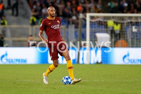  02.10.2018 ROMA / RZYM<br />
PILKA NOZNA - MECZ FAZY GRUPOWEJ LIGI MISTRZOW 2018/2019<br />
FOOTBALL - CHAMPIONS LEAGUE MATCH GROUP STAGE <br />
AS ROMA - VIKTORIA PLZEN<br />
N/Z STEVEN NZONZI SYLWETKA<br />
 