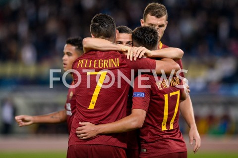  02.10.2018 ROMA / RZYM<br />
PILKA NOZNA - MECZ FAZY GRUPOWEJ LIGI MISTRZOW 2018/2019<br />
FOOTBALL - CHAMPIONS LEAGUE MATCH GROUP STAGE <br />
AS ROMA - VIKTORIA PLZEN<br />
N/Z LORENZO PELLEGRINI CENGIZ UNDER EDIN DZEKO RADOSC BRAMKA GOL AS ROMA<br />
 