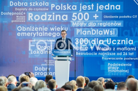  07.10.2018 RZESZOW ( JASIONKA )<br />SPOTKANIE WYBORCZE PIS Z UDZIALEM PREMIERA MATEUSZA MORAWIECKIEGO I PREZESA PIS JAROSLAWA KACZYNSKIEGO <br />N/Z PREMIER MATEUSZ MORAWIECKI<br /> 