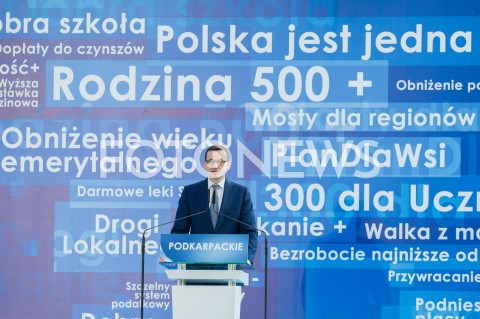  07.10.2018 RZESZOW ( JASIONKA )<br />SPOTKANIE WYBORCZE PIS Z UDZIALEM PREMIERA MATEUSZA MORAWIECKIEGO I PREZESA PIS JAROSLAWA KACZYNSKIEGO <br />N/Z PREMIER MATEUSZ MORAWIECKI<br /> 