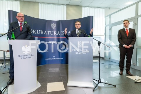  08.10.2018 WARSZAWA<br />KONFERENCJA MINISTRA SPRAWIEDLIWOSCI W PROKURATURZE KRAJOWEJ<br />N/Z ZBIGNIEW ZIOBRO PROKURATOR MICHAL OSTROWSKI SEBASTIAN KALETA<br /> 
