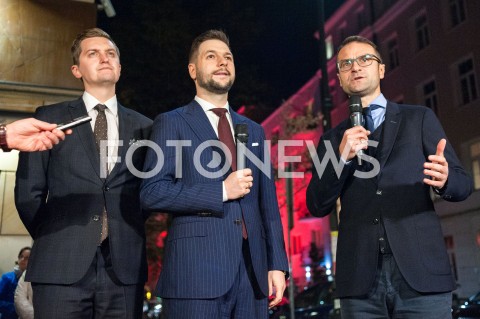  10.10.2018 WARSZAWA<br />SPACER PATRYKA JAKIEGO PO ULICY POZNANSKIEJ<br />N/Z PATRYK JAKI SEBASTIAN KALETA TOMASZ POREBA<br /> 