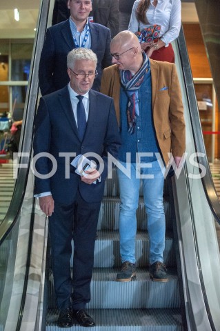  12.10.2018 WARSZAWA<br />DEBATA KANDYDATOW NA URZAD PREZYDENTA WARSZAWY<br />N/Z JACEK WOJCIECHOWICZ MICHAL KAMINSKI<br /> 