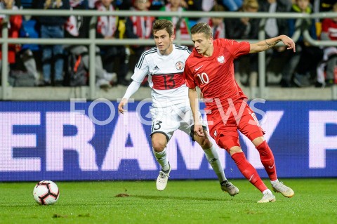  16.10.2018 GDYNIA<br />
PILKA NOZNA - KWALIFIKACJE DO MISTRZOSTW EUROPY U-21 2019<br />
EUROPEAN UNDER-21 CHAMPIONSHIP 2019 QUALIFYING ROUND<br />
MECZ POLSKA (poland) - (georgia) GRUZJA<br />
N/Z SEBASTIAN SZYMANSKI<br />
 