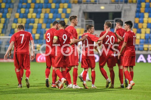  16.10.2018 GDYNIA<br />
PILKA NOZNA - KWALIFIKACJE DO MISTRZOSTW EUROPY U-21 2019<br />
EUROPEAN UNDER-21 CHAMPIONSHIP 2019 QUALIFYING ROUND<br />
MECZ POLSKA (poland) - (georgia) GRUZJA<br />
N/Z FILIP JAGIELLO RADOSC BRAMKA GOL NA 1:0 DAWID KOWNACKI SEBASTIAN SZYMANSKI PAWEL STOLARSKI<br />
 