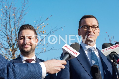  17.10.2018 WARSZAWA<br />BRIEFING PRASOWY PATRYKA JAKIEGO ORAZ PREMIERA MATEUSZA MORAWIECKIEGO W WARSZAWIE<br />N/Z PATRYK JAKI PREMIER MATEUSZ MORAWIECKI<br /> 